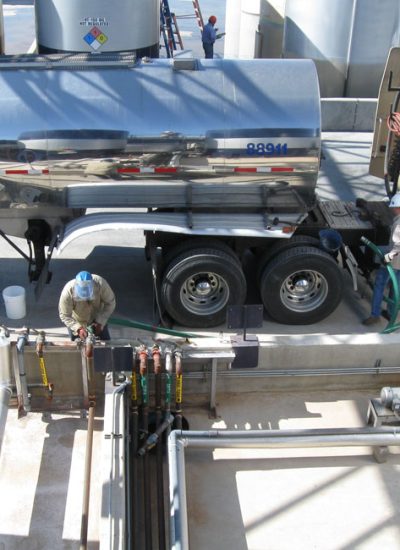 Filling Chemical Tanker Truck